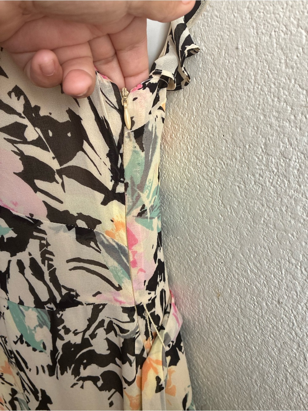 Ralph Lauren Floral Chiffon Gown Maxi Dress Cream with Pink Floral Print 10 - Picture 9 of 16